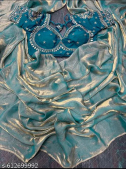 Chiffon Two-Tone Designer Silk Saree with a fancy embroidered blouse inspired by designs