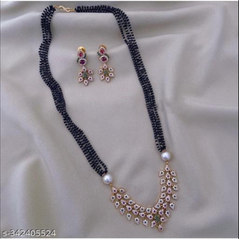 AD matte gold mangalsutra set with cubic zirconia stones