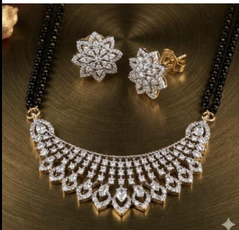 AD matte gold mangalsutra set with cubic zirconia stones