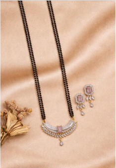 Eternal bond gold plated mangalsutra set with earrings for women