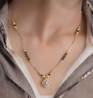 American diamond gold plated delicate mangalsutra for women