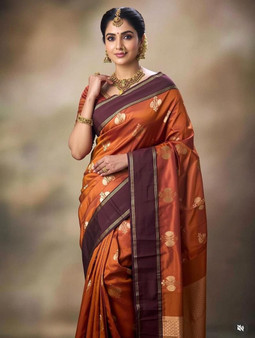 Banarasi katan silk saree with double zari buti and kanchi border