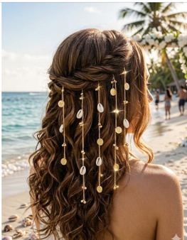 Boho Shell Hair Chain for Women & Girls | Garba Hair Acce