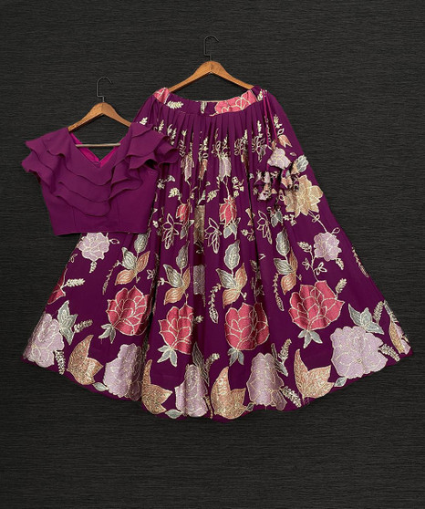 Georgette Lehenga with exquisite embroidery threads and shimmering sequin work