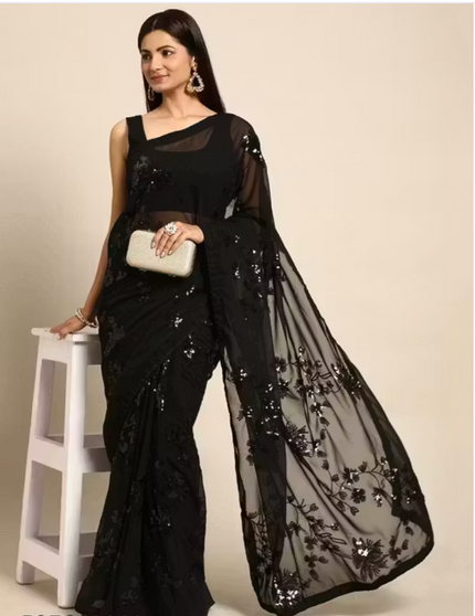 Embellished Bollywood georgette saree with Bangalori silk blouse