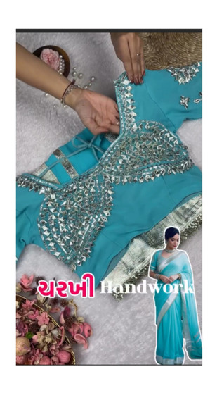 Celebrity inspired Ankita Lokhande Gotta Patti saree with readymade blouse for wedding and festive wear