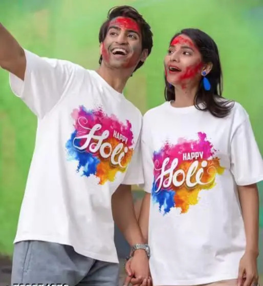 Holi printed T-shirt pack of 2 for men and women colorful festival wear