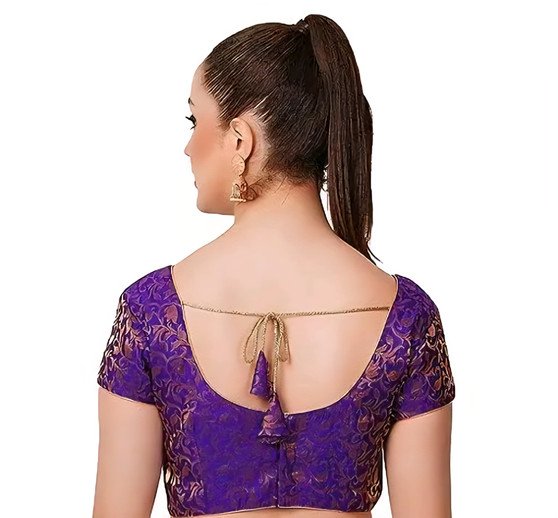 Women brocade blouse with short sleeves for wedding and festive wear