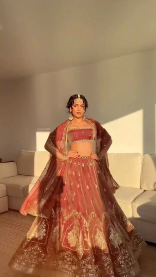 Krishma silk lehenga choli with dupatta embroidered sequence wedding outfit