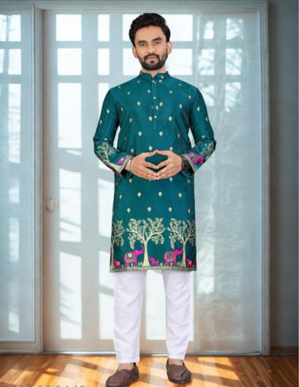 premium-rama-jacquard-kurta-men-front-view