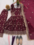 Women ethnic gown set with pant and dupatta in heavy Fandy silk fabric