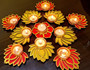 11 Pcs Diwali Lotus Candle Holders Not Include Candle Wooden Diwali Decorations for Home for Pooja Diya Traditional Indian Tea Light Holder Decor for Puja Home Outdoor Party Gift