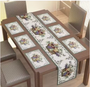 Cotton Dining Table Mats & Runner Set (7-Piece Combo, Flower Basket)