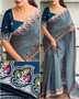 Premium Embroidered Work with Zari Border and Traditional Bandhej Print Cotton Satin Saree |