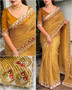 Premium Embroidered Work with Zari Border and Traditional Bandhej Print Cotton Satin Saree |