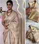 Banaras Water Jari Kairy Tissue Silk Saree with Running Blouse | Soft Banarasi Tissue Saree for Women | Checked Weave Festive & Wedding Wear | 5.5 M