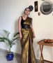 Raga Golden Tissue Mulmul Saree with Running Blouse | Soft Tissue Handcrafted Saree for Women | Solid Elegant Saree for Daily & Special Wear | 5.5 M