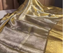 Celebrity-Inspired Golden Kanjivaram Tissue Zari Saree with Silver Zari Work & Traditional Border | Banarasi Bridal Saree for Wedding & Festive Wear | 5.5 M