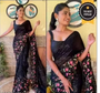 Party wear black sequence saree with embroidered satin blouse