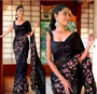 Festival wear black georgette saree with heavy sequin embroidery