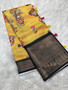 Party Wear Kalamkari Concept Saree | Pure Banarasi Warm Silk with Jacquard Border & Digital Printed Pallu