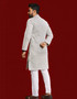 model wearing men silk embroidered kurta, elegant ethnic outfit for weddings and festivals