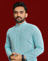 premium silk fabric men kurta with intricate white embroidery for party wear