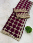 Designer Fendy Silk Maroon Color Saree with Mirror Work & Unstichhed Blouse