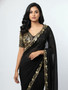 Georgette Sequence Work Saree with Banglory Silk Blouse Black Ethnic Wear