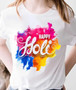 Holi printed T-shirt pack of 2 for men and women colorful festival wear