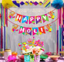 Holi decoration combo set with Rang Barse banner and photo booth props