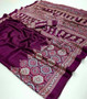 Ajrakh print silk saree with blouse piece in soft crepe fabric