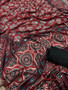 Ajrakh saree with satin silk blouse for festive wear