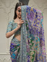 Designer printed chinnon saree with hand mirror embroidery