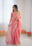 Elegant pre stitched saree with fancy lace detail for festive occasions