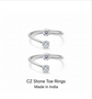 Silver Plated cubic zirconia toe ring for women adjustable design