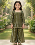 Traditional girls outfit with A-line kurta and wide leg palazzo
