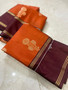 Banarasi Katan Silk Saree Double Zari Buti Kanchi Border