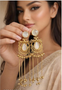 Bridal jhumka earrings gold finish with pearl accents