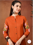 Stylish embroidered co ord set with elastic waist trousers for women