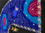Traditional Bandhani print saree with full embroidery work