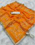 Heavy georgette saree with Gota Patti embroidery and fur lace border