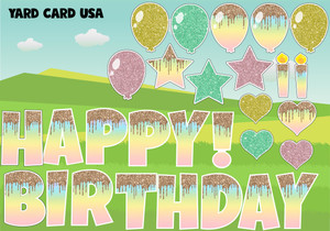 glitter, ombre, rainbow, yellow, pink, blue, gold