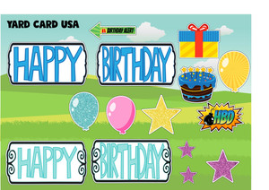 Birthday flashes, double signs, yardcardusa, yard card usa, yardcard, yardcardsupply, yard card supply, yard card wholesale, yard card rental business, yard card retail, yard card wholesaler, birthday yard signs, birthday lawn signs, birthday signs, birthday letter signs, yard card supplier, yard card wholesaler, double signs, birthday, turquoise, gold, birthday, gifts, balloons,  yard card sign, fast flair, fast flash, ez flash, ez flair