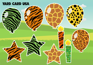 balloons, stars, animal print balloons, stars, animal print