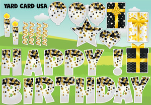 confetti, black, gold, birthday, gifts, confetti, black, gold, birthday, gifts,