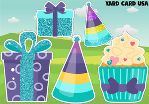 oversized, purple, teal, party, hat, cupcake, gift oversized, purple, teal, party, hat, cupcake, gift