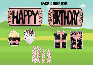 double signs, birthday, black glitter, rose gold, birthday, gifts, balloons, confetti