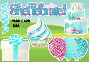 mermaid birthday, shells, glitter, pink turquoise, gift, balloons, cupcake, cake mermaid birthday, shells, glitter, pink turquoise, gift, balloons, cupcake, cake