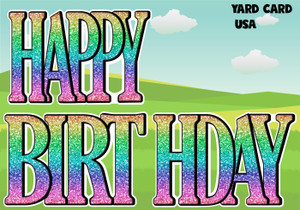 3 Piece Happy Birthday Smooth Rainbow Glitter